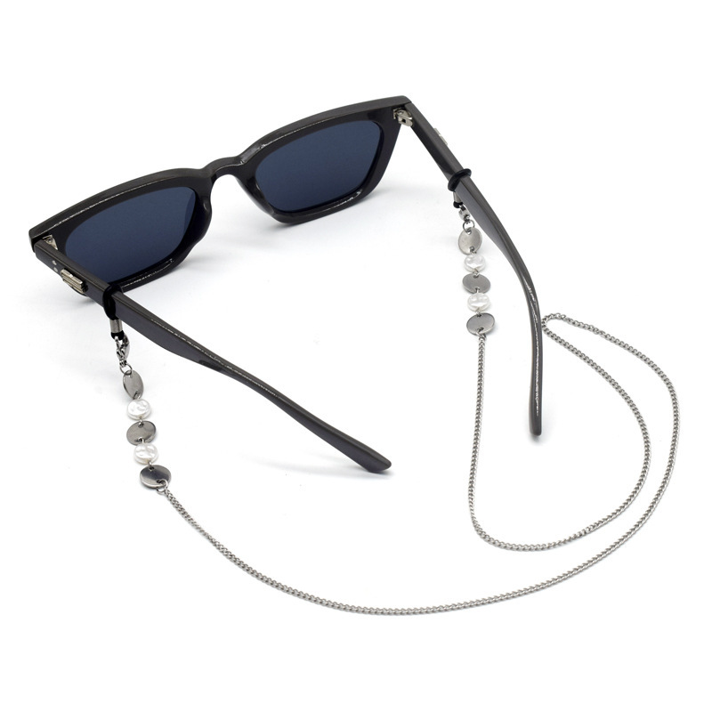 Cross-border transfrontier twilight tweaked glasses chained to the female chain 75CM steel sunglasses