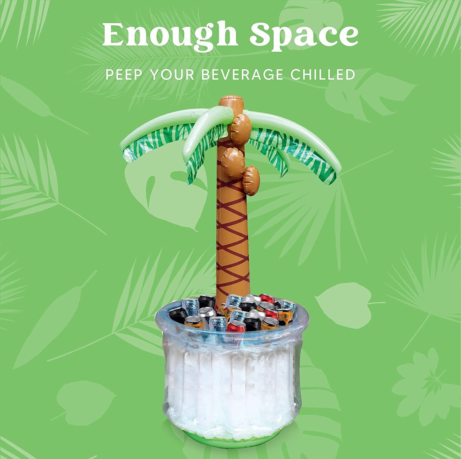 PVC inflating palm cooler, beach theme party decoration, pool party and beach party.