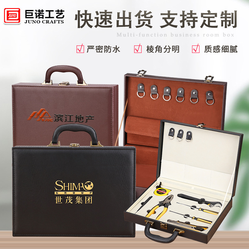 Portable box for the delivery of real estate in the real-estate leather box