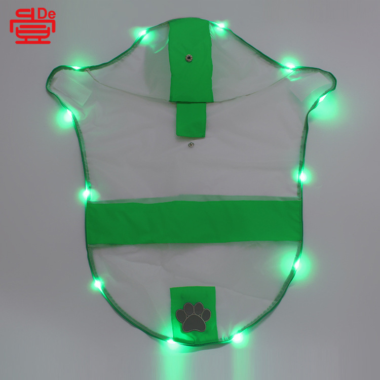 Đèn LED phát sáng áo mưa, áo choàng lông chó trong suốt, áo chống nắng, áo mưa nhẹ.