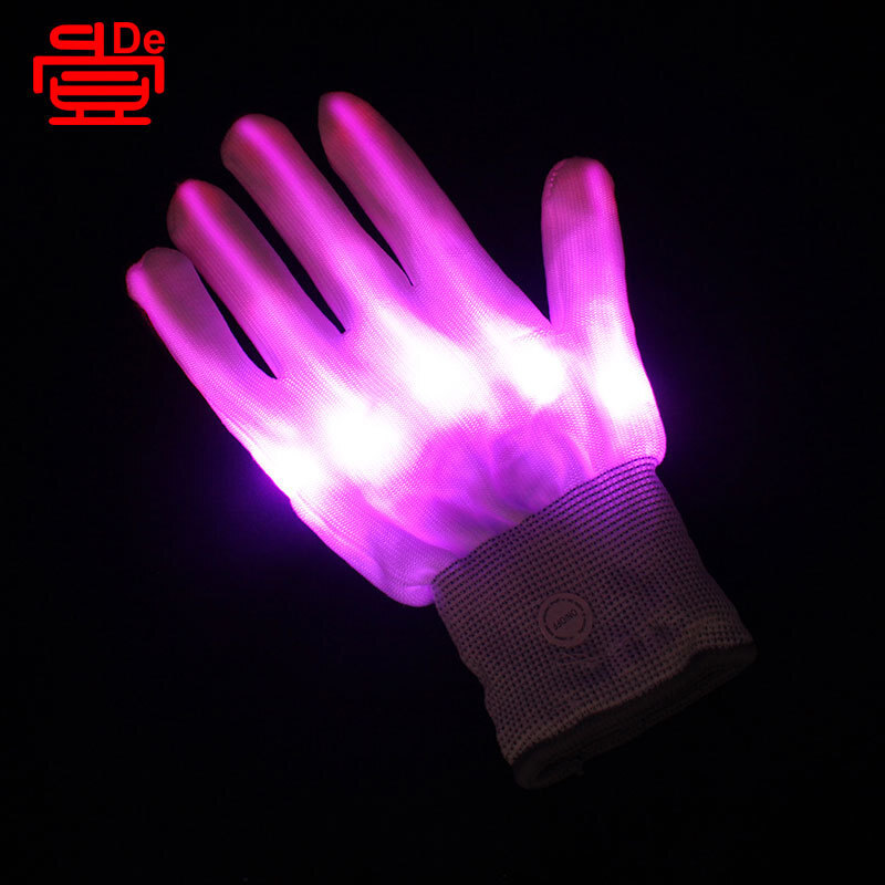 LED Gloves Gloves Vũ hội hóa trang, găng tay 7 màu Halloween, trang phục, găng tay ánh đêm.