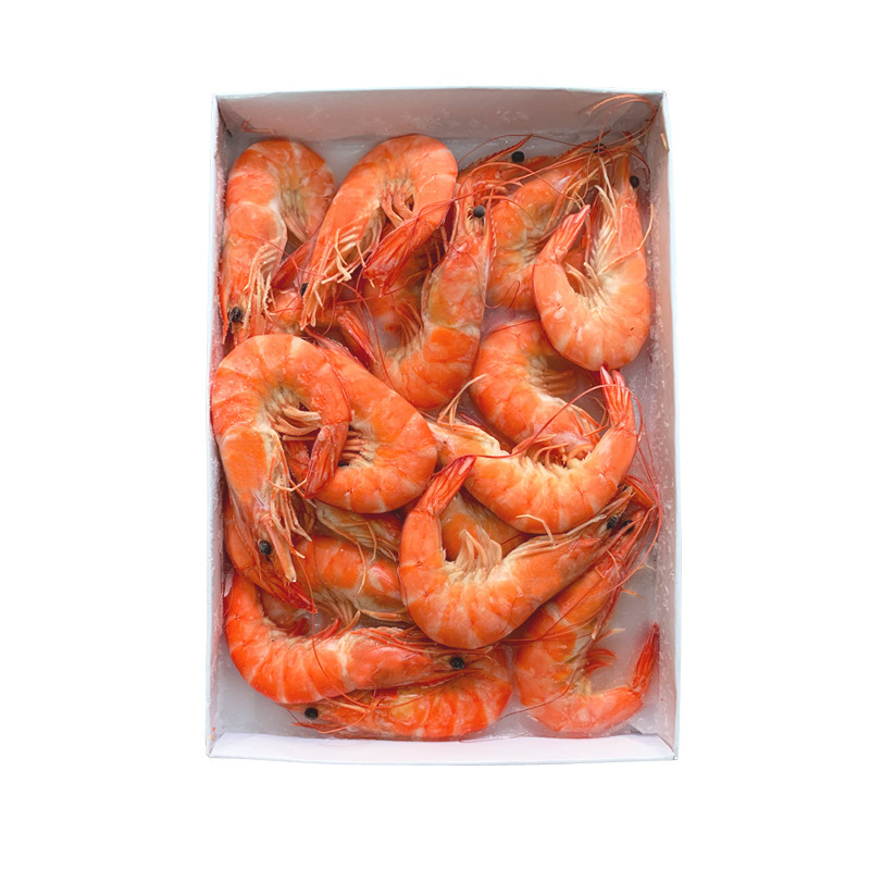 Shrimp는 500 g 흰색 새우 관목, 관목, 관목, 관목, 관목, 신선한 해산물, 냉동.