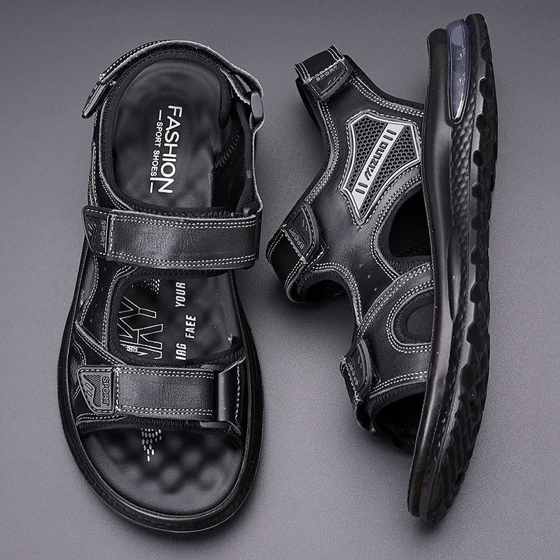 Summer Shoes Men's Recreational Beach Shoe Boys Drives with a leather cushion against the tide of skiing outdoor sandals.