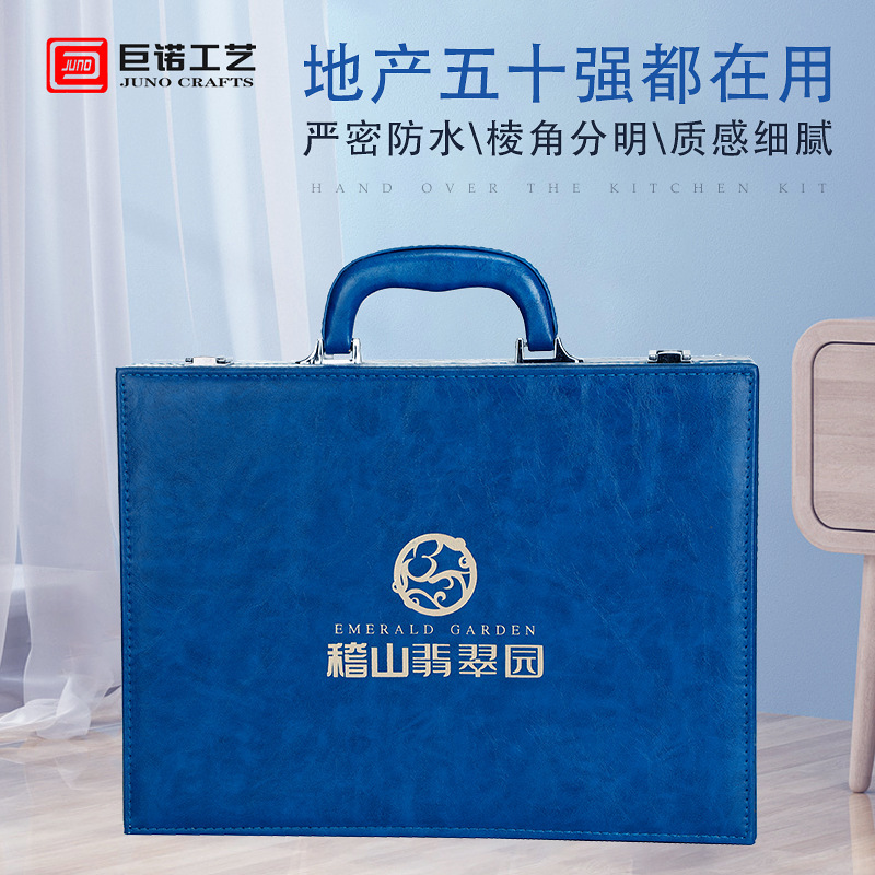 Portable box for the delivery of real estate in the real-estate leather box