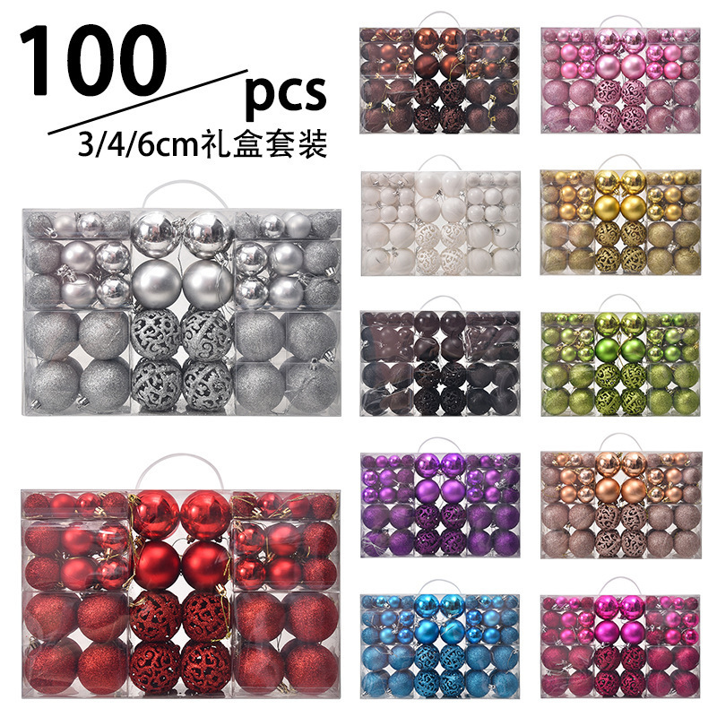 3/4/6 and 100pcs Christmas box packs of electroplating plastic ball Christmas decorations