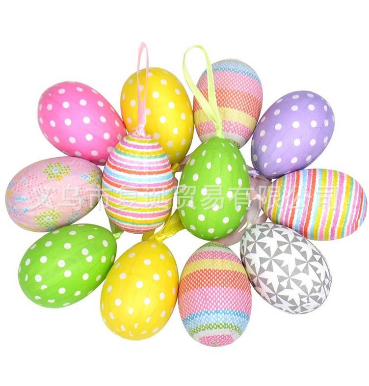 Easter Foam Eggs, hand-painted paper and egg decorations, children's cartoons.