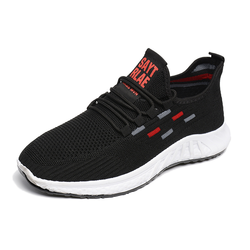 Wholesale custom male shoes, 2021 new low knitting sneakers, and leisure-flying plastic shoes.