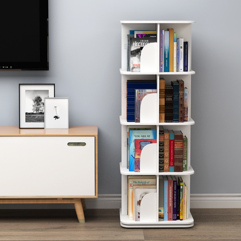 Home-based student shelf set-up, 360 degrees rotation shelf, about a dozen floors of children's bookstores.