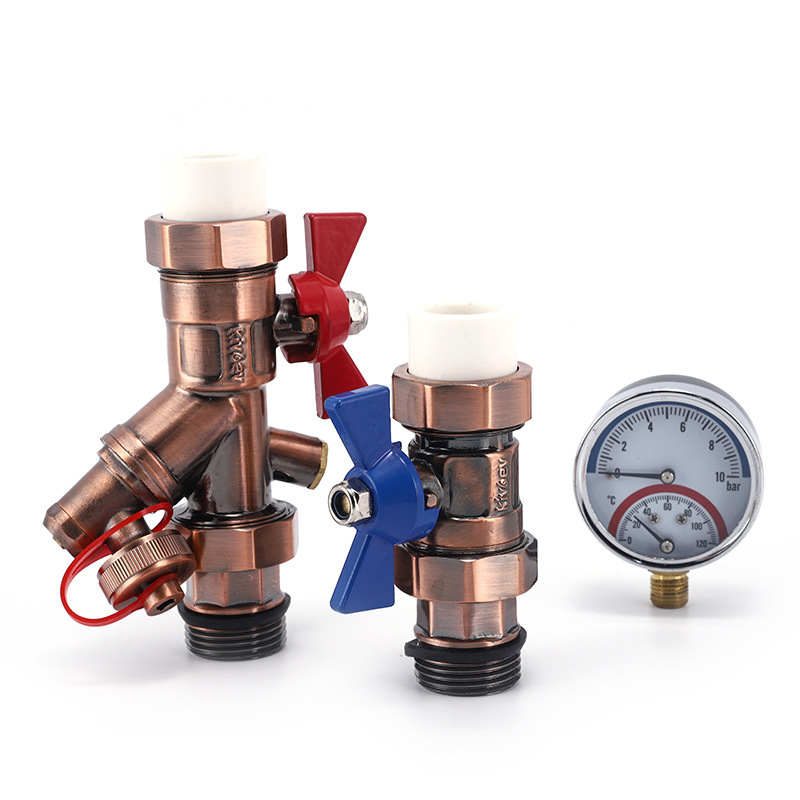 Warming series of multi-coloured brass materials with thick filter valves.