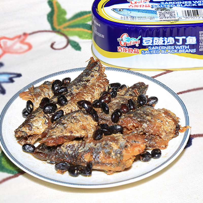 古龍罐頭豆豉沙丁魚方便即食罐頭拌飯拌麪熟食速食下飯156g