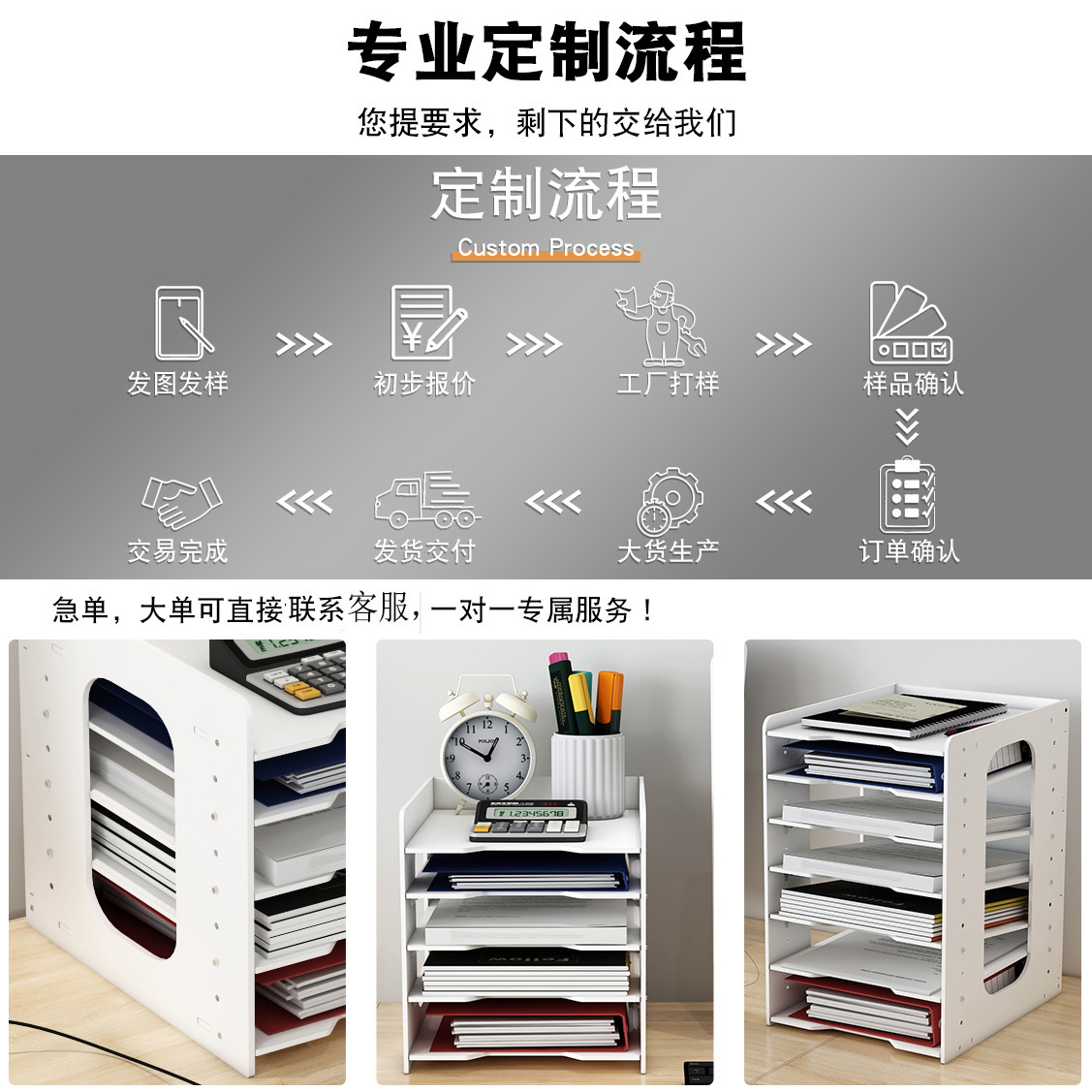 Cross-border Amazon custom desktop shelf simple white file archive multilayer file manager