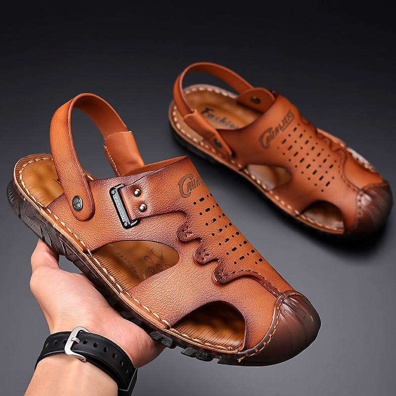 The man with the sandals, the man with the sandals, the man with the sandals, the man with the skin on the side of the car, the man with the soft-bed recreational sandals.