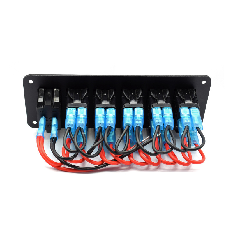 Automobile modification of 6-size switch panel with power source smoke and voltage table.