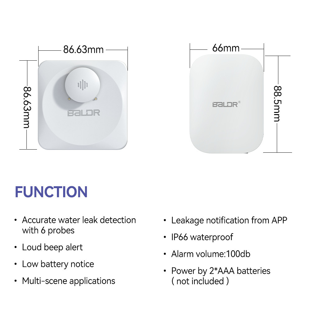 Sound, leak alarms, cell phone alerts, 100 db, all room calls, smart check.
