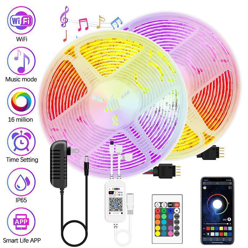 Cross-border supply of 5050 WiFi light belts with RGB 7 smart music belts PP controlled led lamps