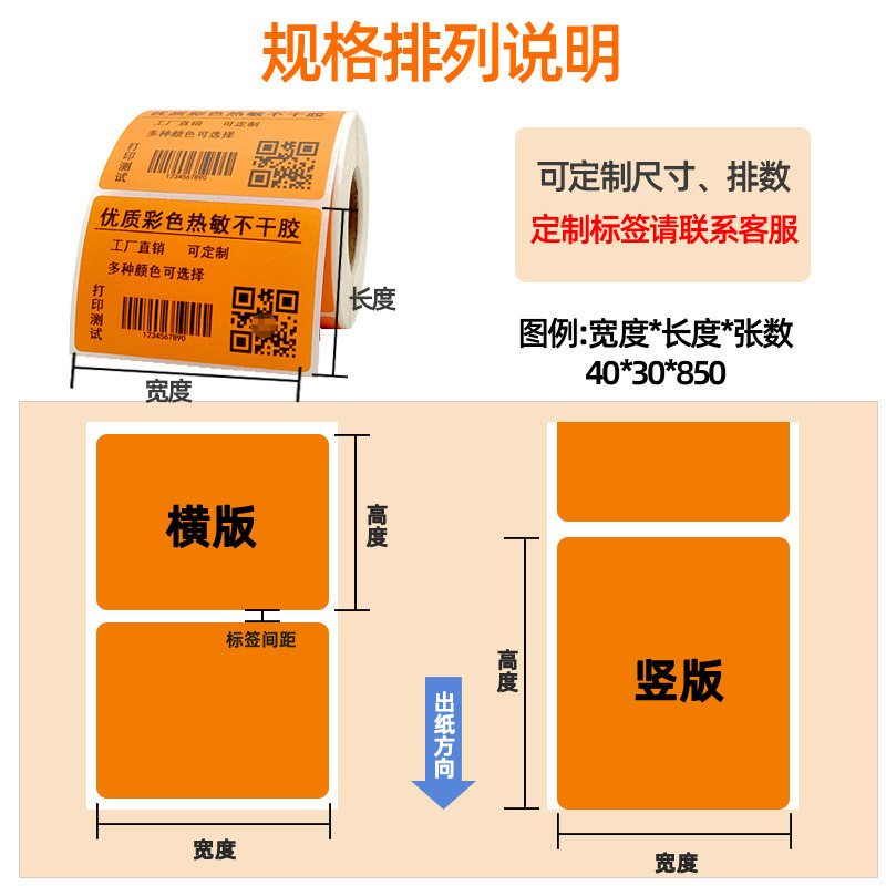 Three colour-proof hot-sensitive sticker paper, 60*40, 30 barcoded paper, red-coloured, blue dry sticker.