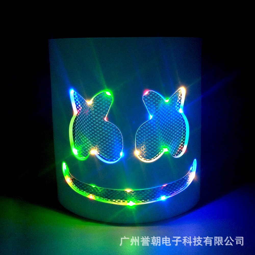 led棉花糖面具音乐节DJ棉花糖彩色头套万圣节舞台表演marshmello