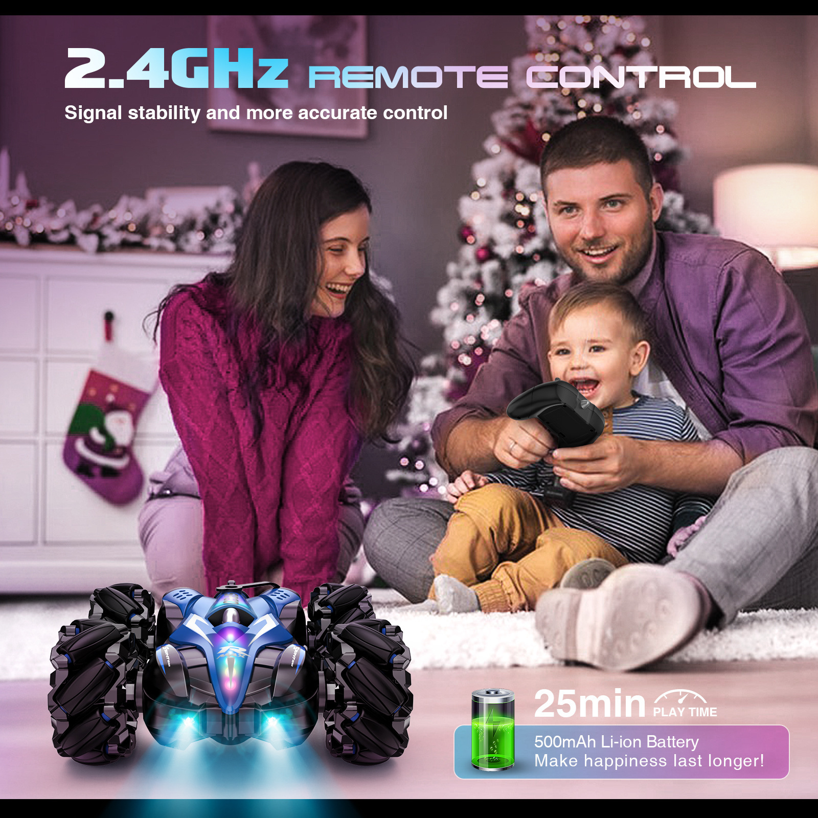 Cross-border brand new double-sided car gestures, double-jet-smuggling remote control car music lights for children's toys.