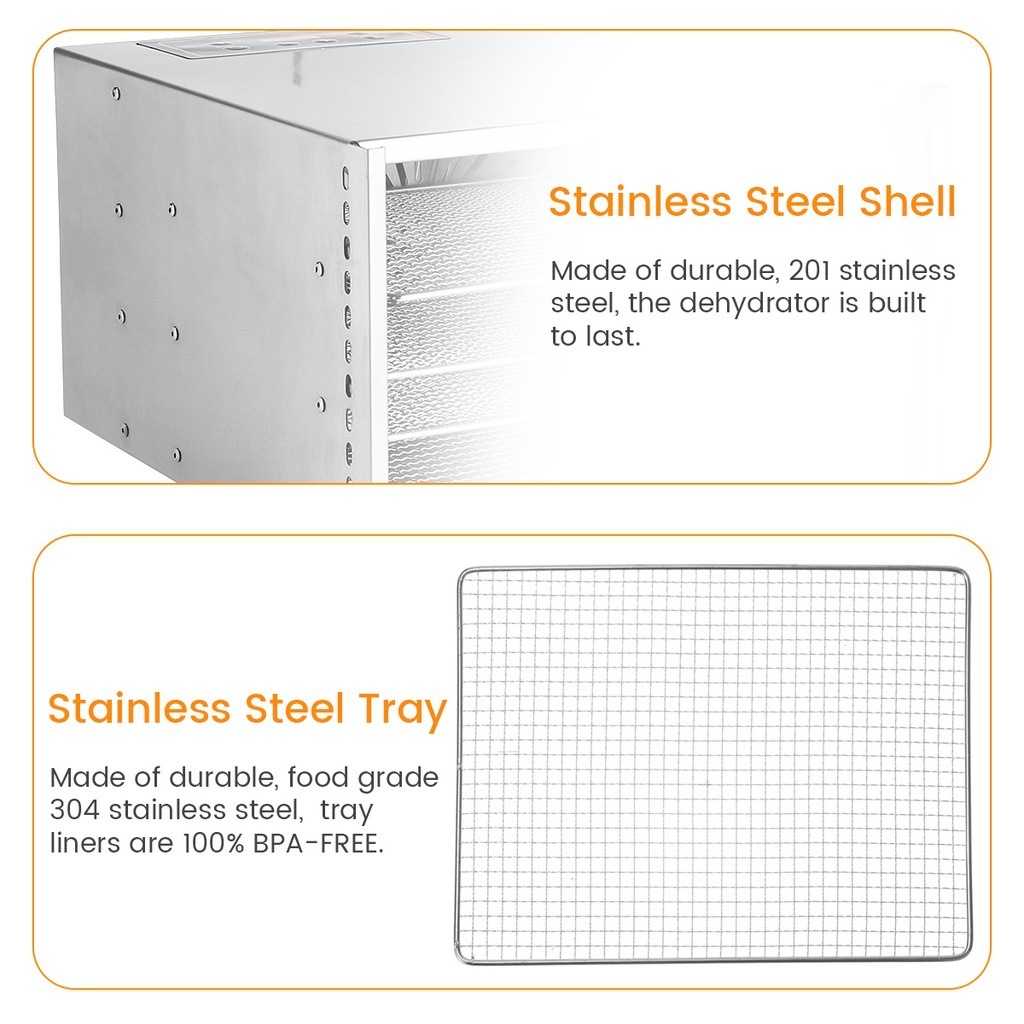 不锈钢水果蔬菜干果机家用肉香草烘干机5层透明门食物脱水风干机
