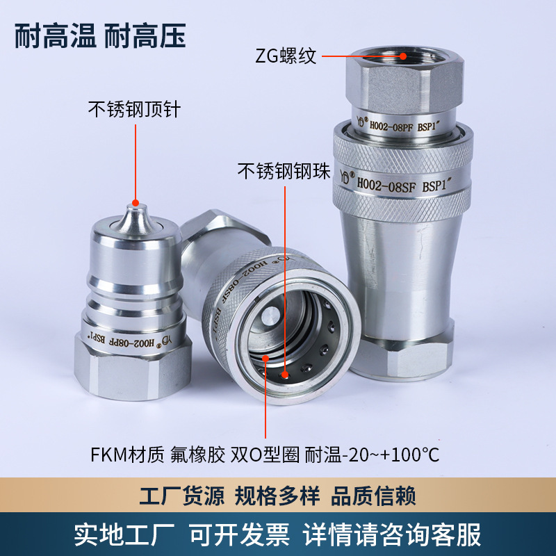 H002系列液壓快速接頭 螺紋快速接頭液壓接頭 碳鋼快速液壓接頭