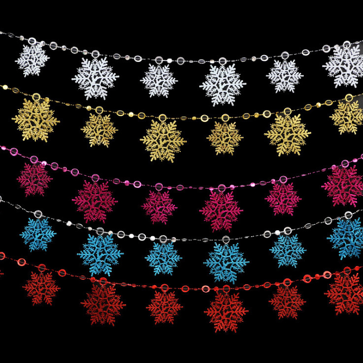 The Christmas tree decorations, the festivities, the snow-coloured snow bouquets, the ten snowflakes, the banners.