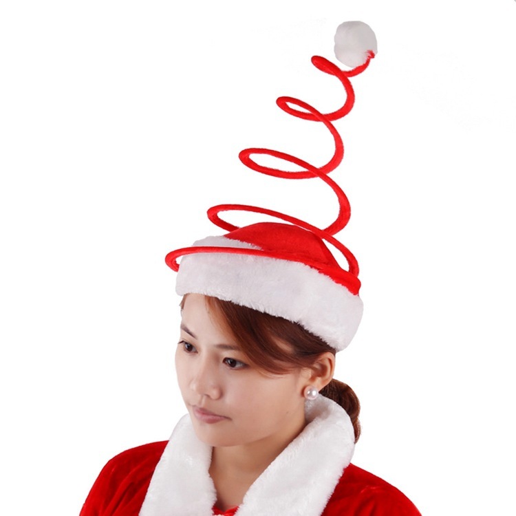 Springed Christmas hat, springed hat, fashionable personality, Christmas costumes, Christmas decorations.