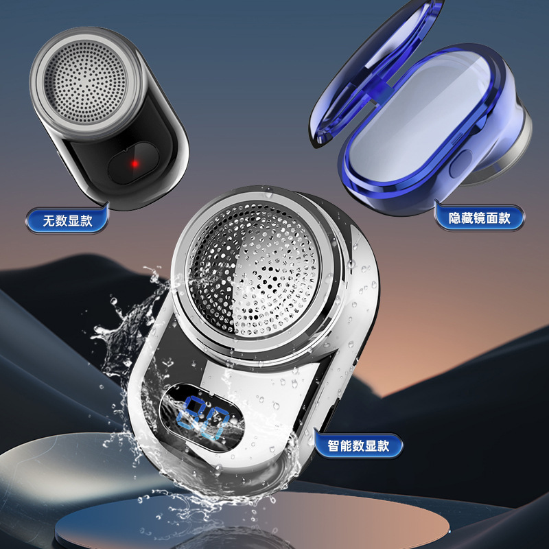 Young smart razors and mini-travels with a man's razor and a beard.