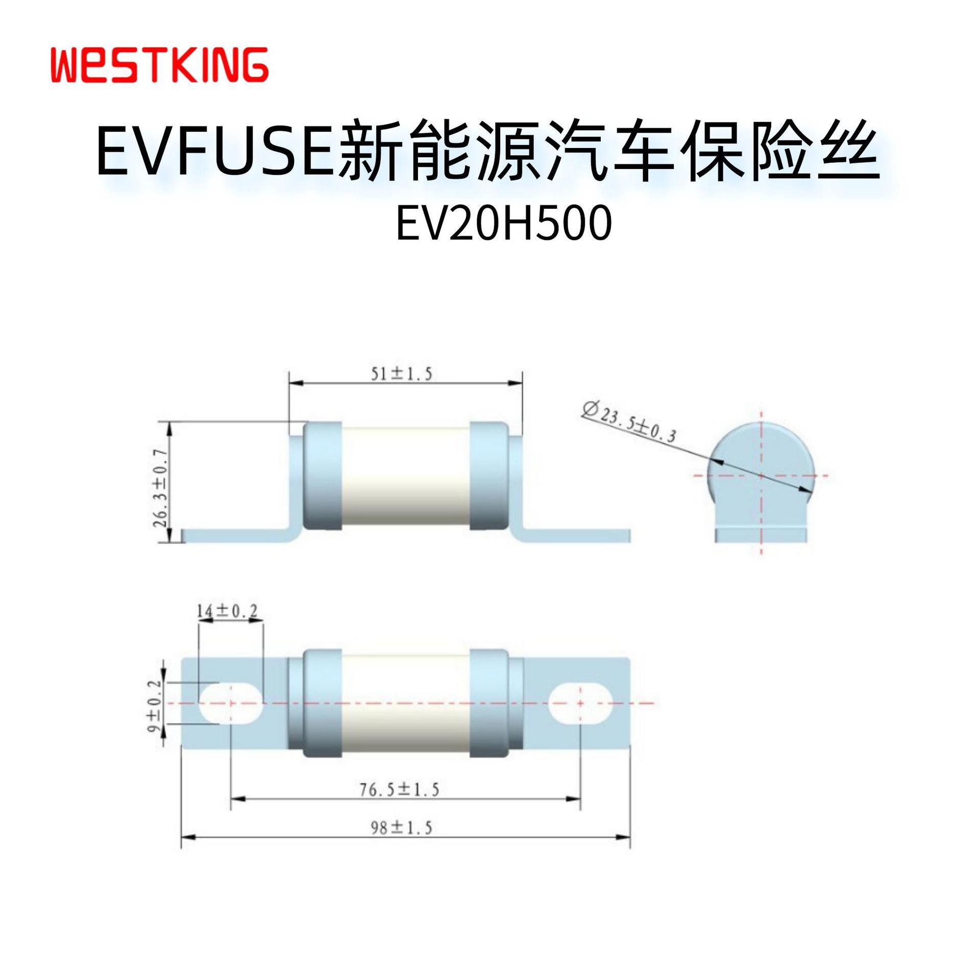 新能源乘用车直流保险丝 - 500VDC 电池包熔断器 EV20H500