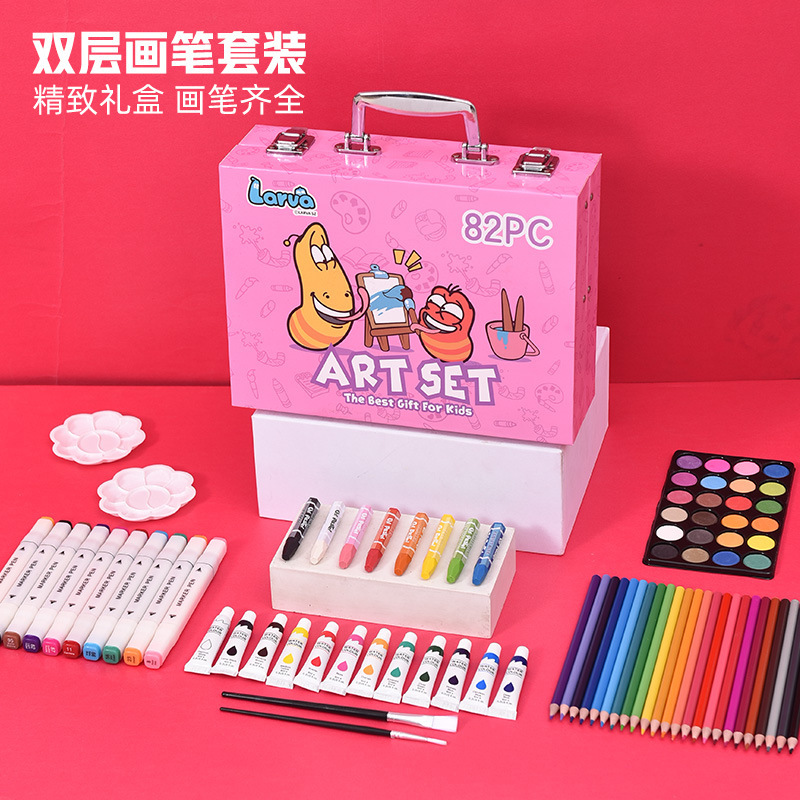 Cross-border, double-script brush with graphics and stationery sets for 82 children