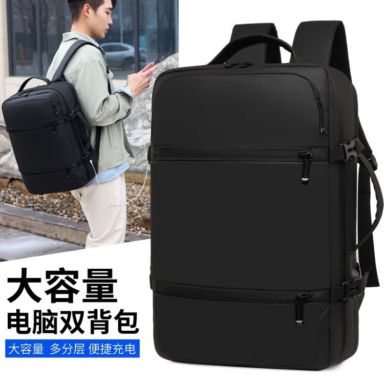 New commercial recreational backpacks with a simple U.S.B. external interface computer double-shoulder-size high-capacity junior high school boy