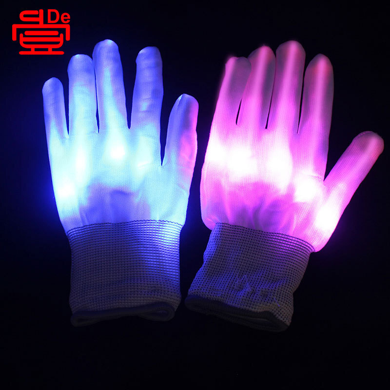 LED Gloves Gloves Vũ hội hóa trang, găng tay 7 màu Halloween, trang phục, găng tay ánh đêm.