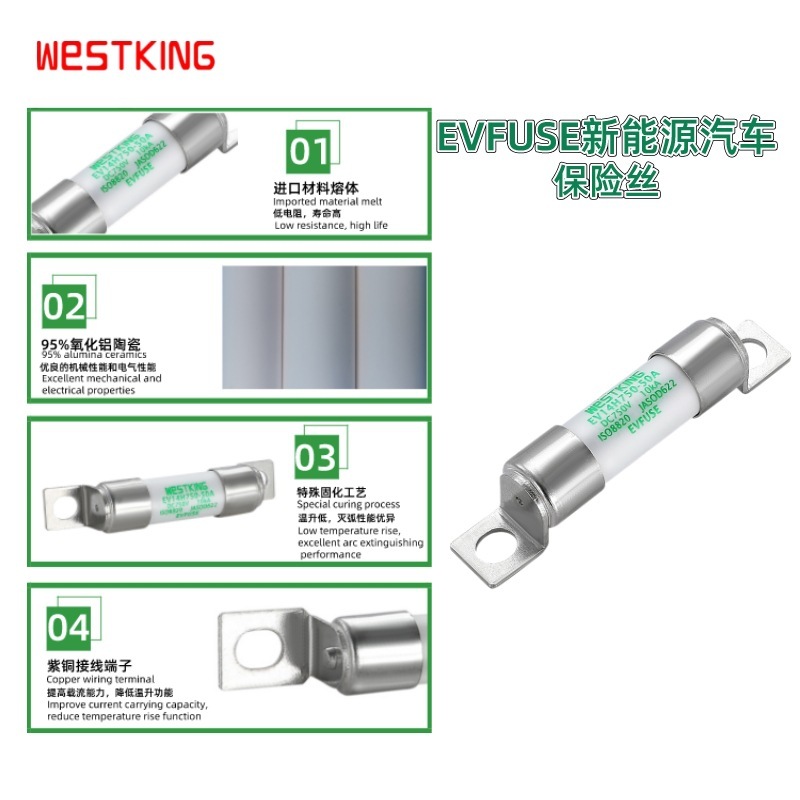 新能源电动车直流保险丝 PDU熔断器 - 750VDC EVFUSE EV14H750