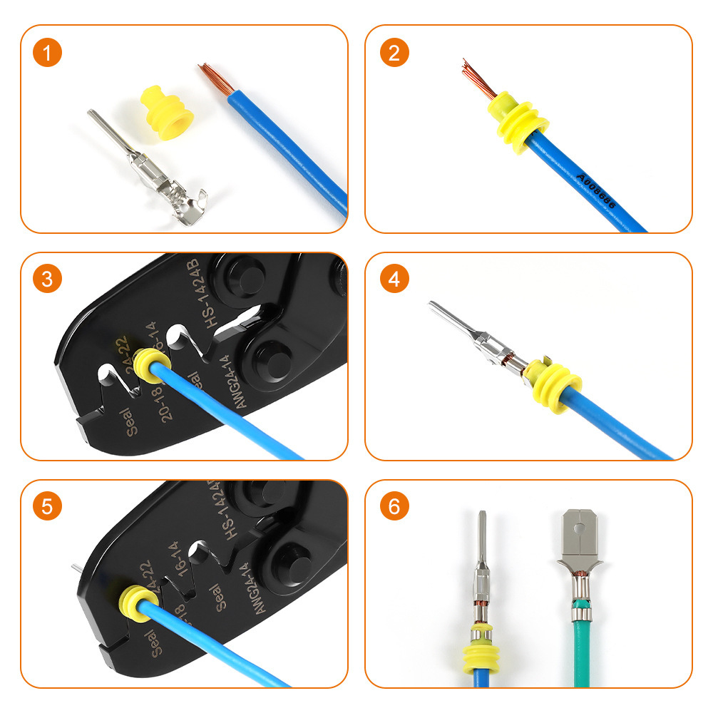 衡烁HS1424B汽车防水连接器端子压线钳DT插头接插件压线钳0.5-2.0