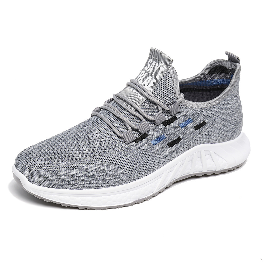 Wholesale custom male shoes, 2021 new low knitting sneakers, and leisure-flying plastic shoes.