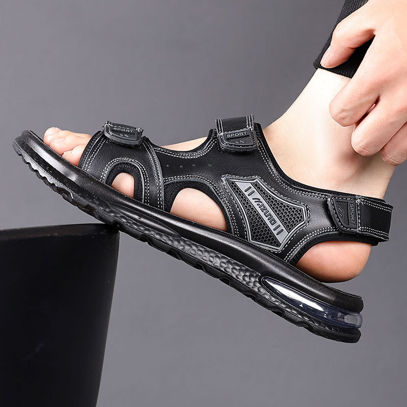 Summer Shoes Men's Recreational Beach Shoe Boys Drives with a leather cushion against the tide of skiing outdoor sandals.