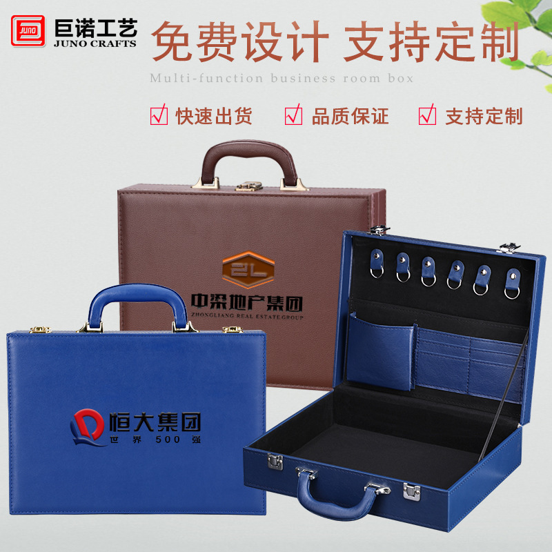 Portable box for the delivery of real estate in the real-estate leather box