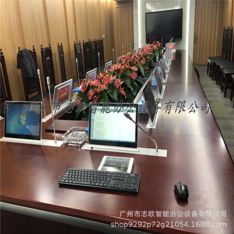 Paperless conference system terminal LCD hidden elevator monitor hides elevators