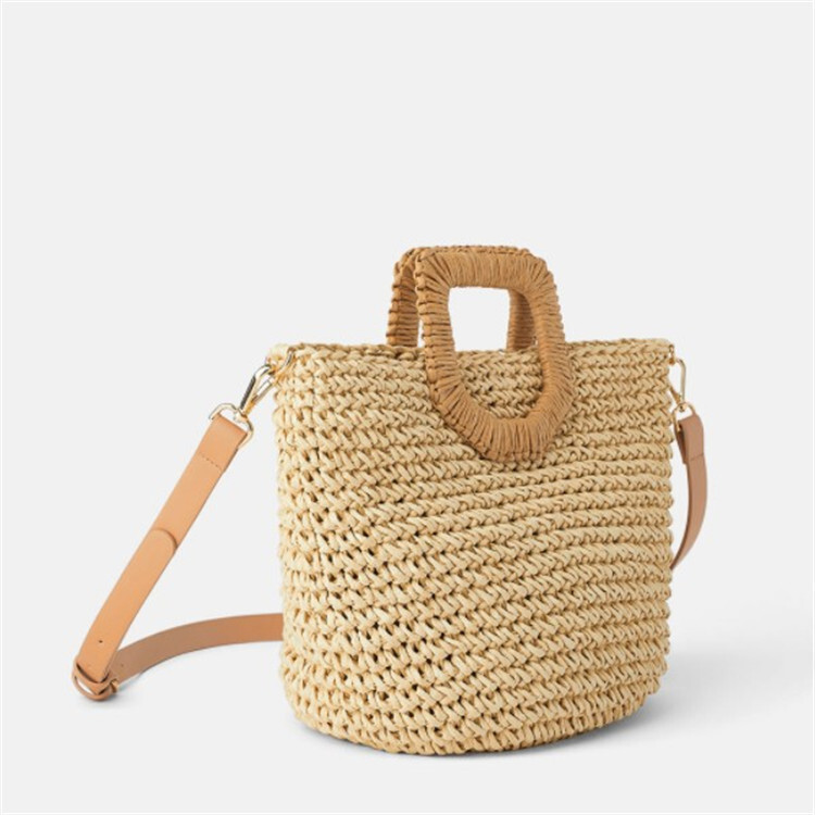 2021 new hand-weaved paper single-shoulder-slashed basket bag for vacation travel girls