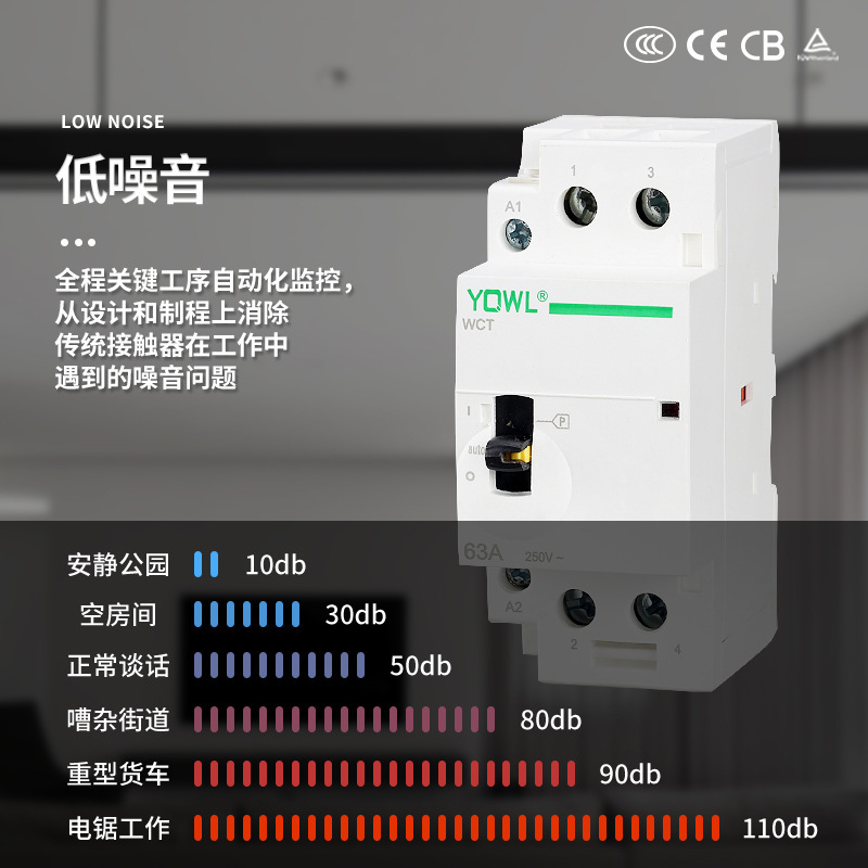 万联家用小型交流接触器NCH8单相220V导轨式带手柄16P到63P