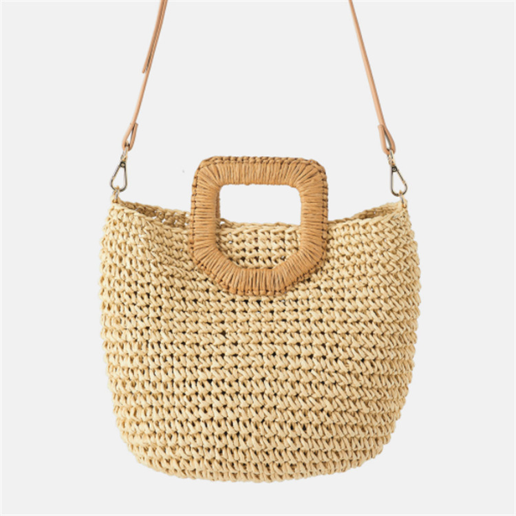 2021 new hand-weaved paper single-shoulder-slashed basket bag for vacation travel girls