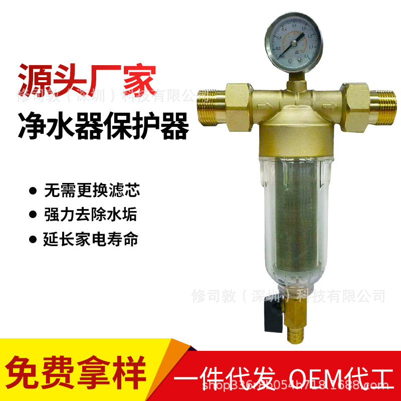 銅前置反衝洗4分口6分1寸口免換芯淨水器家用全屋大流量中央前置