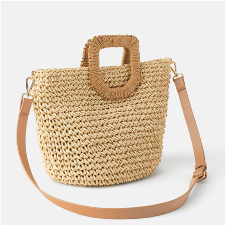 2021 new hand-weaved paper single-shoulder-slashed basket bag for vacation travel girls