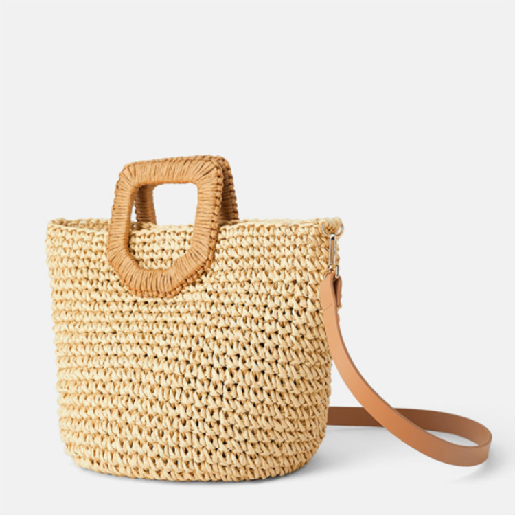 2021 new hand-weaved paper single-shoulder-slashed basket bag for vacation travel girls