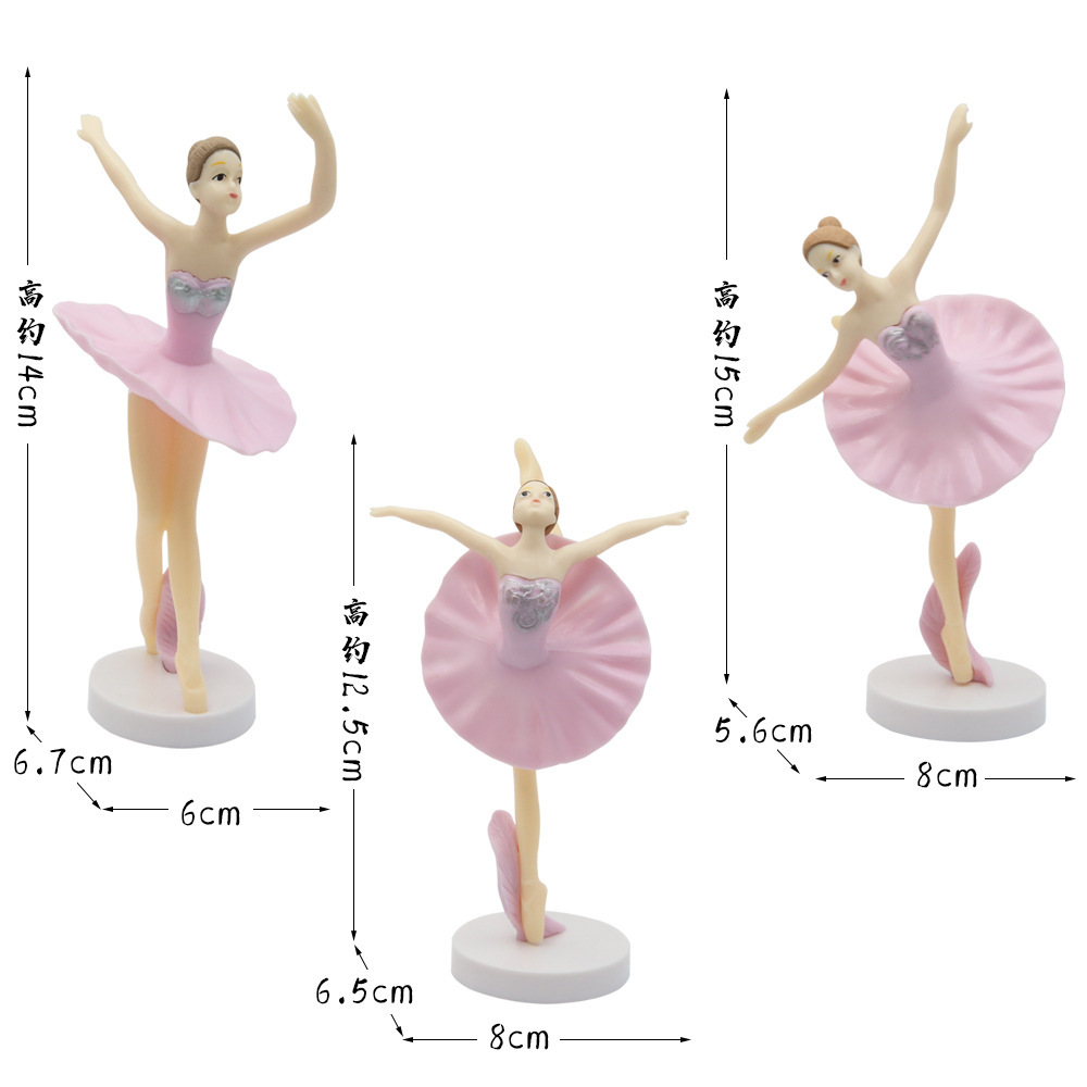 实心PVC芭蕾舞女孩摆件创意蛋糕装饰摆件 舞蹈多姿手办公仔模型