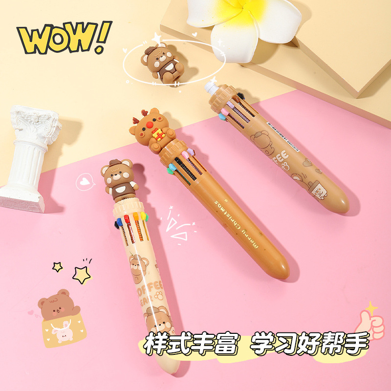 Cute cartoon polycoloural pen, multifunctional ten-coloured wholesale of colored individual oil pen students.