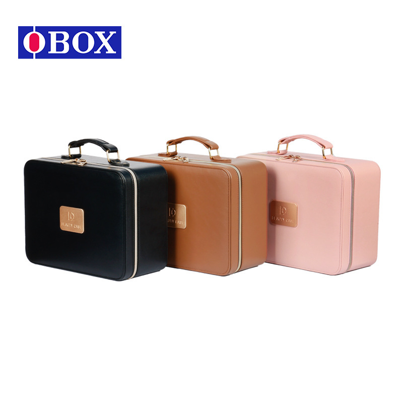 OBOX กล่องเครื่องสําอางค์แบบพกพา, ความจุสูง, กระจกสามสีที่มีคุณภาพสูง กับกระเป๋าเครื่องสําอางค์และกระเป๋าเครื่องสําอางค์