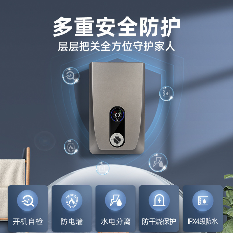 Thermal electric water heater, a fast, straight-heat-free wall-mounted bathing machine.