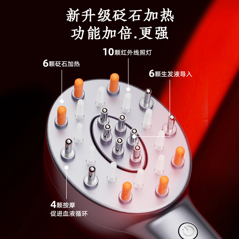 新款砭石頭皮上藥器米諾上藥器紅光電動按摩梳震動上藥器專用