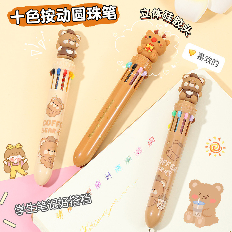 Cute cartoon polycoloural pen, multifunctional ten-coloured wholesale of colored individual oil pen students.