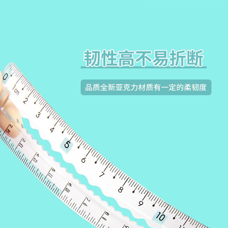 A student with a 15-cm wave wave scale and a 20-cm transparent ruler to measure, roughly, the height of a child's stationery.